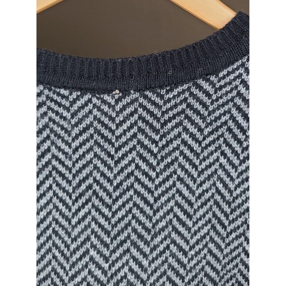 Vintage Men's Lambswool Gray And Black Crewneck Pullover Sweater Size Large - Picture 5 of 6